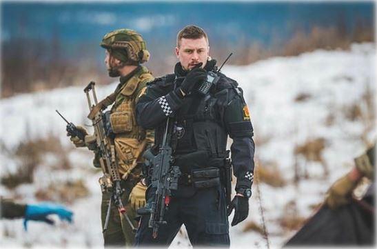 Politi Og Forsvar 2 Personer Forsvaret Foto